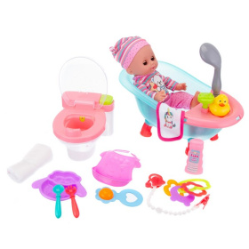 Набор "Girl's Club" "Маленькая мама", пупс 30 см, туалет (свет, звук), ванна с водой, аксессуары Набор "Girl's Club" "Маленькая мама", пупс 30 см, туалет (свет, звук), ванна с водой, аксессуары