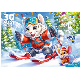 Mакси-пазлы 30 элементов "Тигр на лыжах" Mакси-пазлы 30 элементов "Тигр на лыжах"