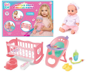 Набор Girl's Club "Маленькая мама", в комплекте: пупс 30 см, кроватка, стульчик, аксессуары Набор Girl's Club "Маленькая мама", в комплекте: пупс 30 см, кроватка, стульчик, аксессуары
