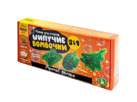 Набор для опытов "Шипучие бомбочки. Аромат яблока" 3 в 1, в/к Набор для опытов "Шипучие бомбочки. Аромат яблока" 3 в 1, в/к