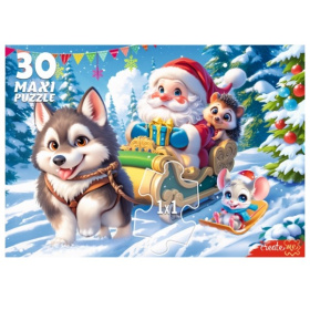 Mакси-пазлы 30 элементов "Хаски и Дед Мороз" Mакси-пазлы 30 элементов "Хаски и Дед Мороз"