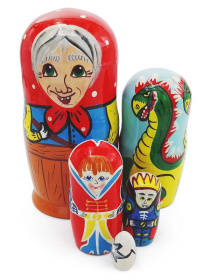 Матрешка "Герои русских сказок- Баба-Яга и др." 5 перс. Матрешка "Герои русских сказок- Баба-Яга и др." 5 перс.