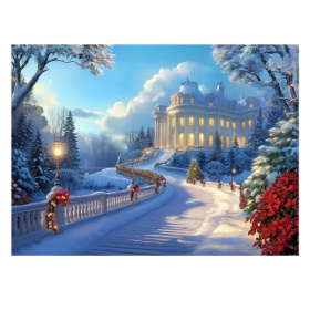 Холст с красками 30х40 см по номерам в коробке (30цв.) Дворец зимним днём. Холст с красками 30х40 см по номерам в коробке (30цв.) Дворец зимним днём.
