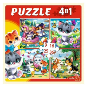 Пазлы 4 в 1 "Домашние любимцы" (9,16, 25, 36 эл.) Пазлы 4 в 1 "Домашние любимцы" (9,16, 25, 36 эл.)