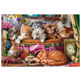 Пазлы 1500 элементов. НОЧНЫЕ КОТЯТА В КОРЗИНЕ Пазлы 1500 элементов. НОЧНЫЕ КОТЯТА В КОРЗИНЕ
