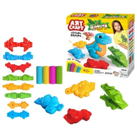 Набор для лепки "3D Динозавры" тесто 4х50г, Набор для лепки "3D Динозавры" тесто 4х50г,