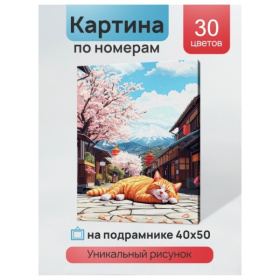 Холст с красками 40x50 см по номерам (в коробке) (30 цв.) Котик на солнышке Холст с красками 40x50 см по номерам (в коробке) (30 цв.) Котик на солнышке