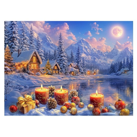 Холст с красками 30х40 см по номерам в коробке (30цв.) Рождественский вечер , Холст с красками 30х40 см по номерам в коробке (30цв.) Рождественский вечер ,