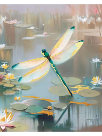 Холст с красками 40х50 см по ном., с зол.поталью (30цв) Белая стрекоза Холст с красками 40х50 см по ном., с зол.поталью (30цв) Белая стрекоза