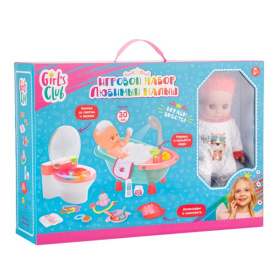 Набор "Girl's Club" "Маленькая мама", пупс 30 см, туалет (свет, звук), ванна с водой, аксессуары Набор "Girl's Club" "Маленькая мама", пупс 30 см, туалет (свет, звук), ванна с водой, аксессуары