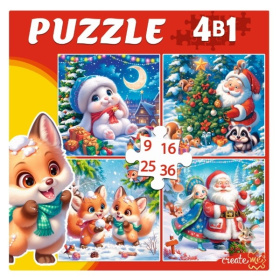 Пазлы 4 В 1. Новогодняя сказка. (9,16, 25, 36 эл.) Пазлы 4 В 1. Новогодняя сказка. (9,16, 25, 36 эл.)