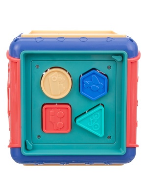 Куб логический  "Elefantino" сортер, шестерёнки, часики, лабиринт с машинками, головоломка