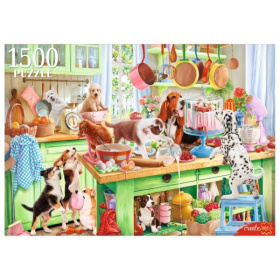 Пазлы. 1500 элементов "Компания собак на кухне" Пазлы. 1500 элементов "Компания собак на кухне"