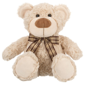Мишка кремовый с коричневой ленточкой в клетку, 25 см Мишка кремовый с коричневой ленточкой в клетку, 25 см