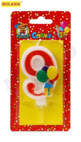 Свеча для торта Весёлый праздник красная Цифра 9 Свеча для торта Весёлый праздник красная Цифра 9