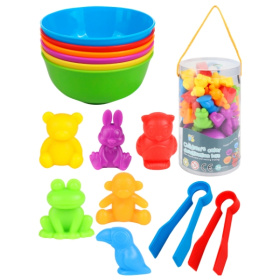 Сортер "Учим цвета. Животные-2", 36 фигурок, 6 цвет. тарелок, 2 пинцета, в тубе 17*9*9см Сортер "Учим цвета. Животные-2", 36 фигурок, 6 цвет. тарелок, 2 пинцета, в тубе 17*9*9см